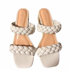 Sincerely Jules Women's White Braided Heels